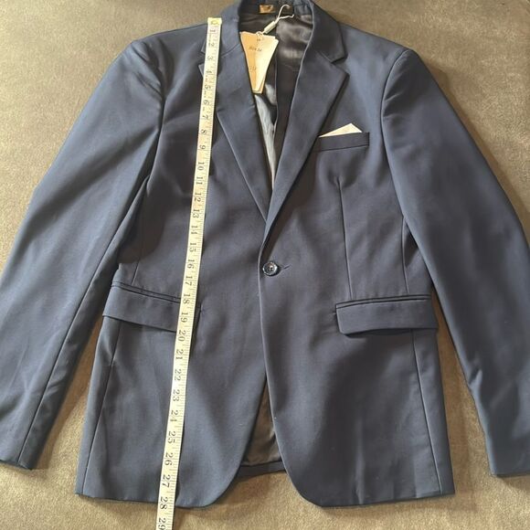 Men’s Dark Blue 2 Piece Formal Suit Notched Lapel Size 34 Jacket 31 Pants NEW - Picture 6 of 15